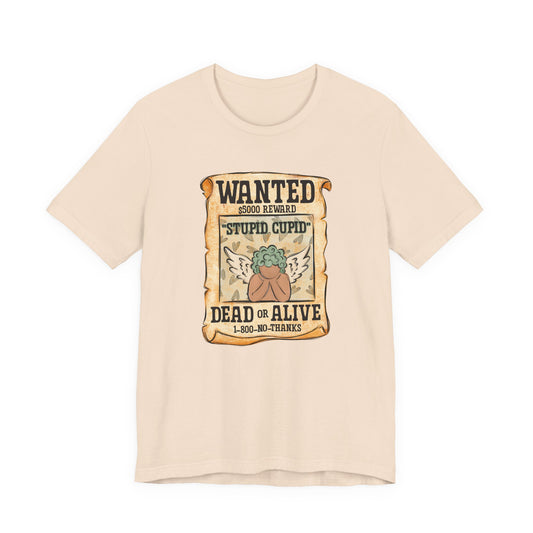 Blue Stupid Cupid Wanted Valentine's Day Tee