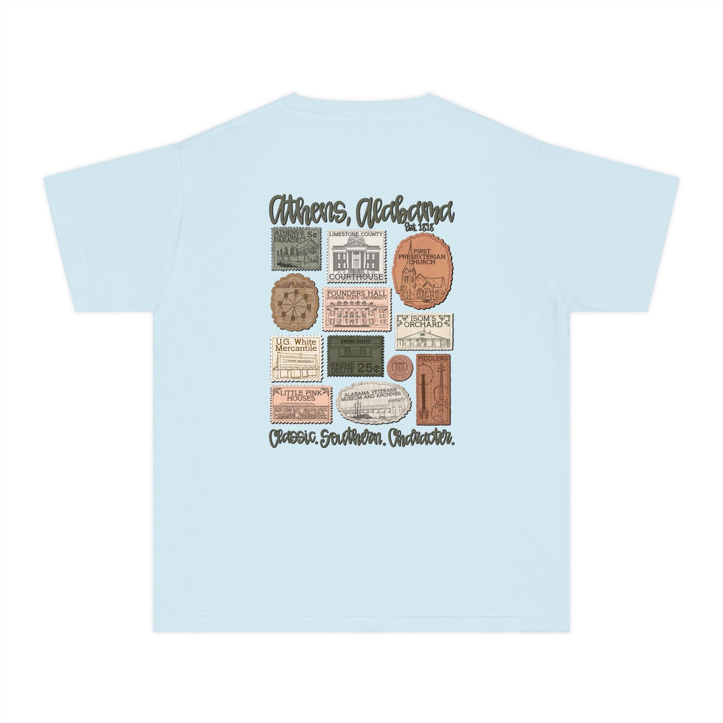 Athens Vintage Stamp Local Landmark Youth Graphic Shirt