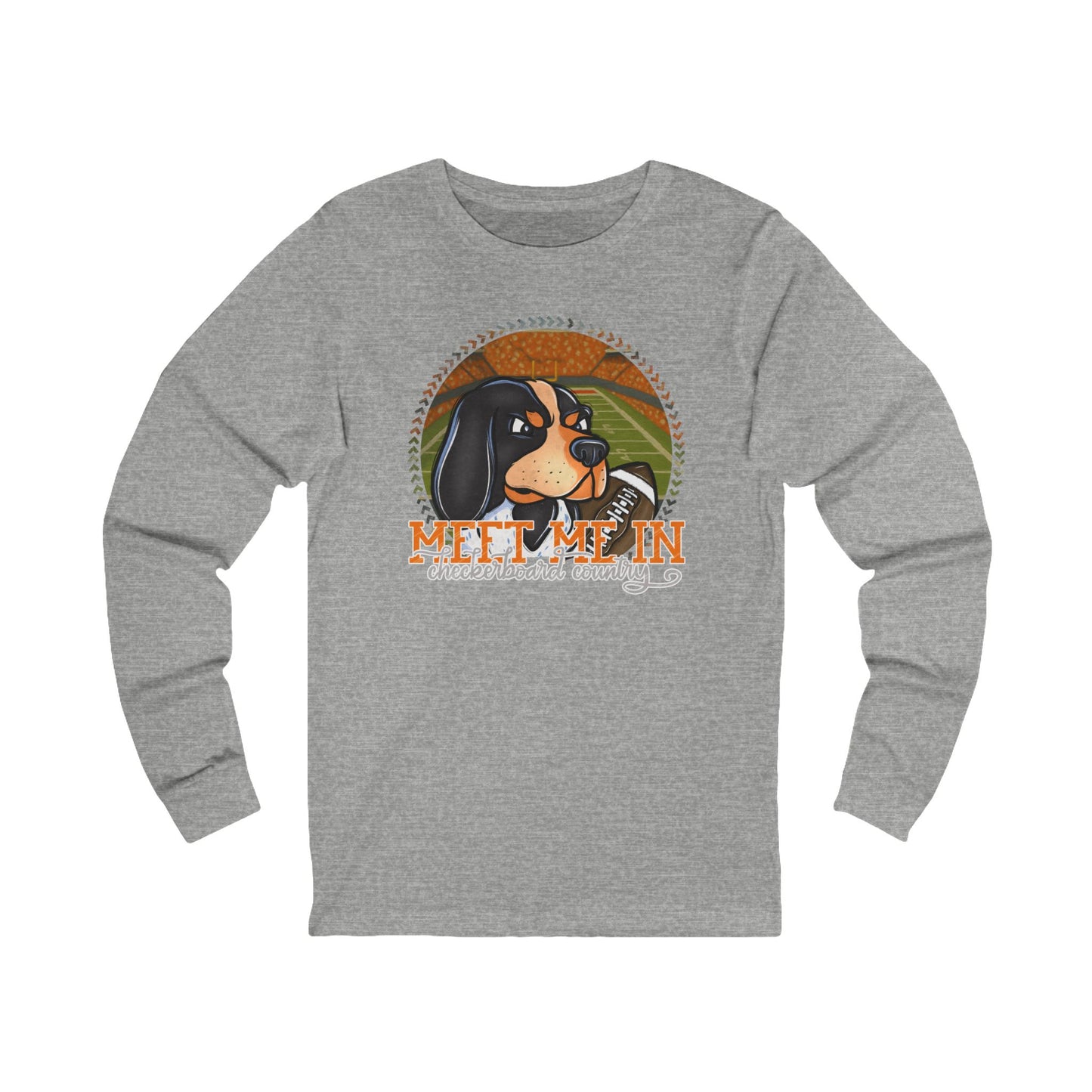 Meet Me in Checkerboard Country Tennessee Football Mascot Long Sleeve Tee