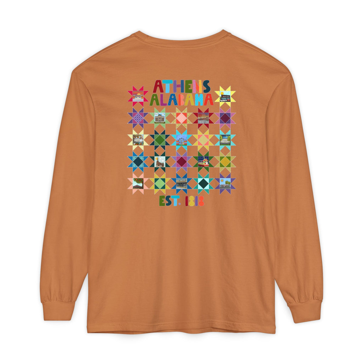 Athens, Alabama Quilt-Block Long Sleeve T-Shirt