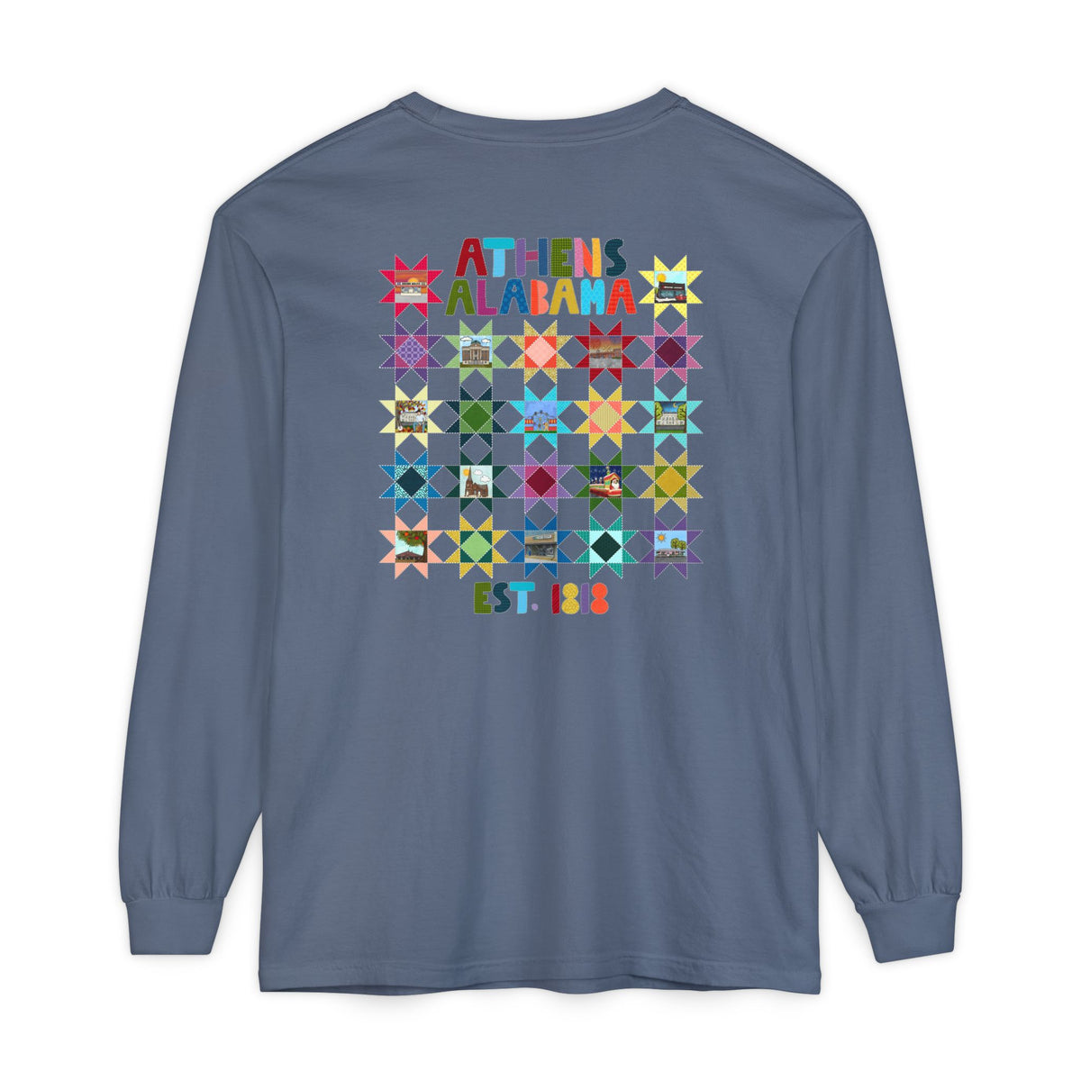 Athens, Alabama Quilt-Block Long Sleeve T-Shirt