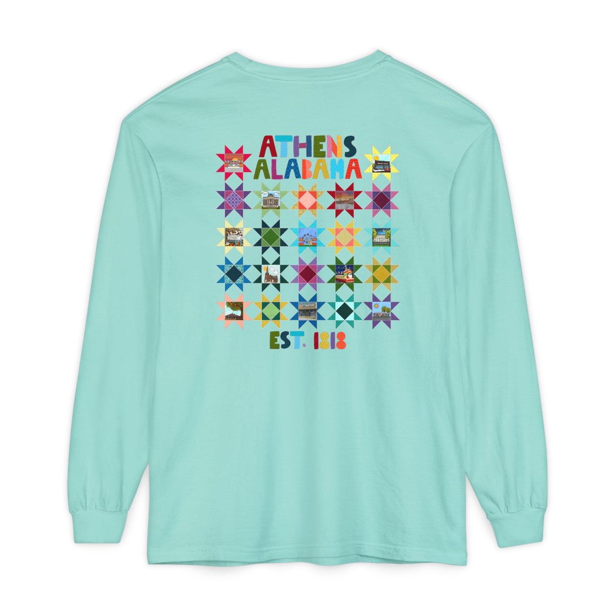 Athens, Alabama Quilt-Block Long Sleeve T-Shirt