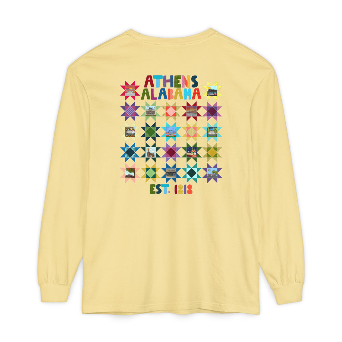Athens, Alabama Quilt-Block Long Sleeve T-Shirt