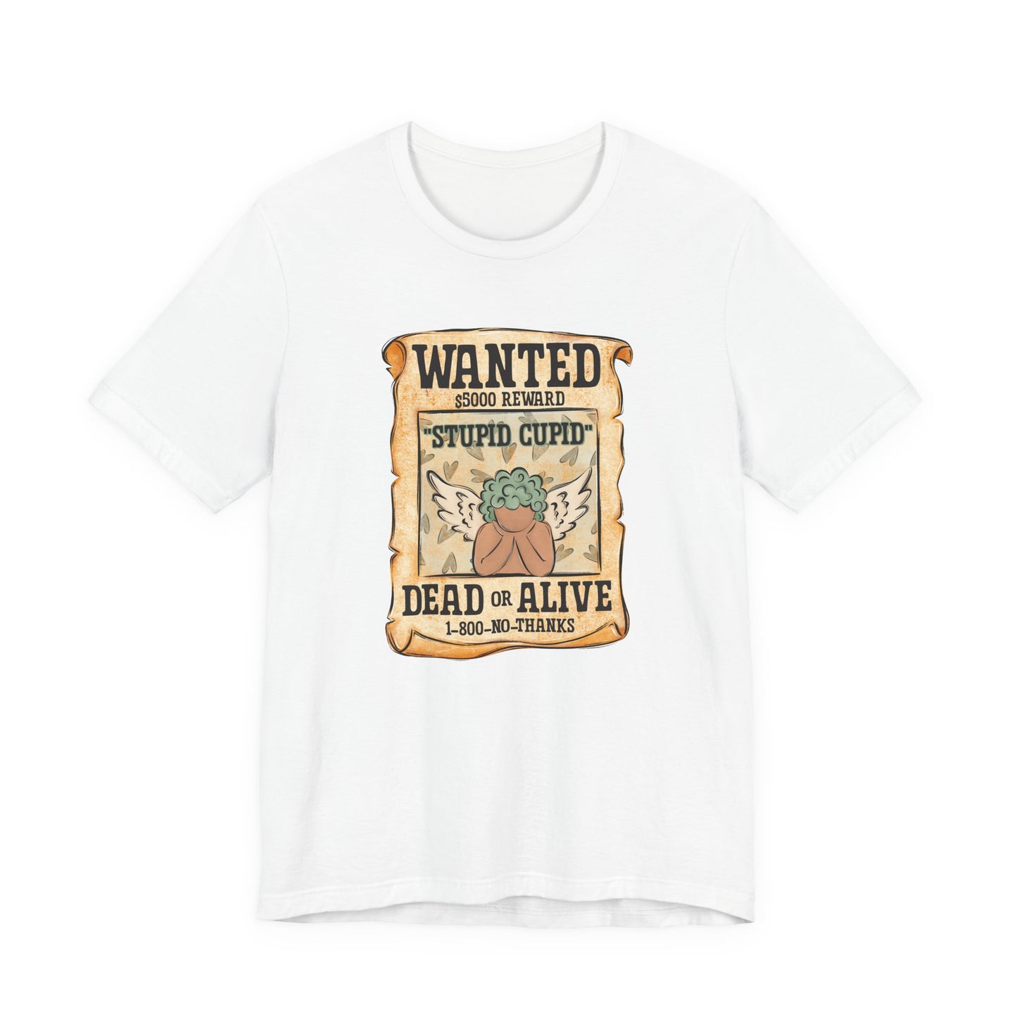 Blue Stupid Cupid Wanted Valentine's Day Tee