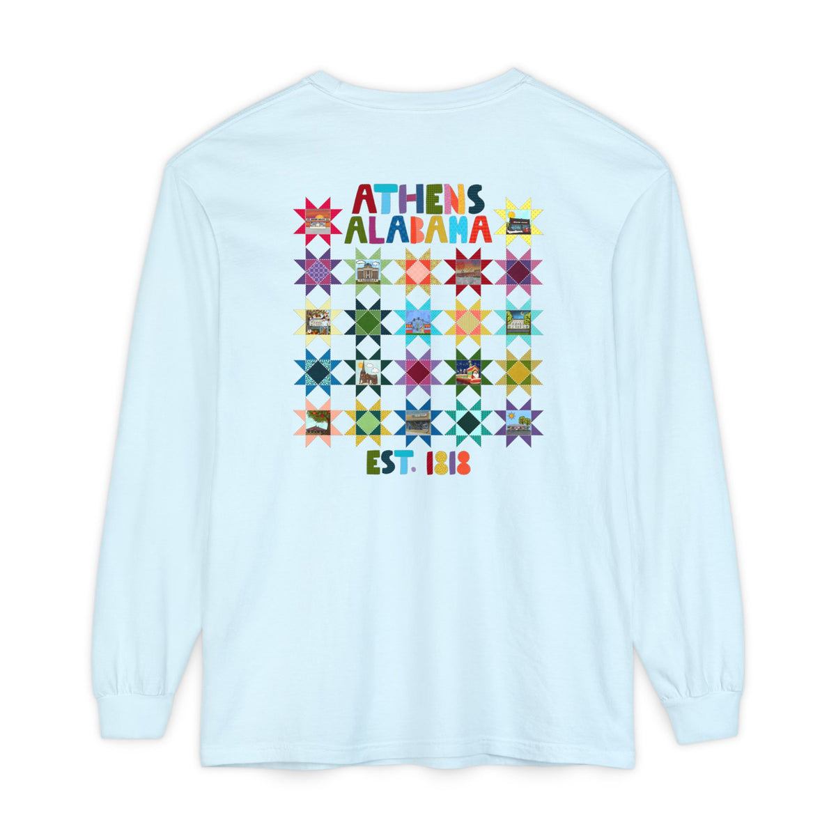 Athens, Alabama Quilt-Block Long Sleeve T-Shirt