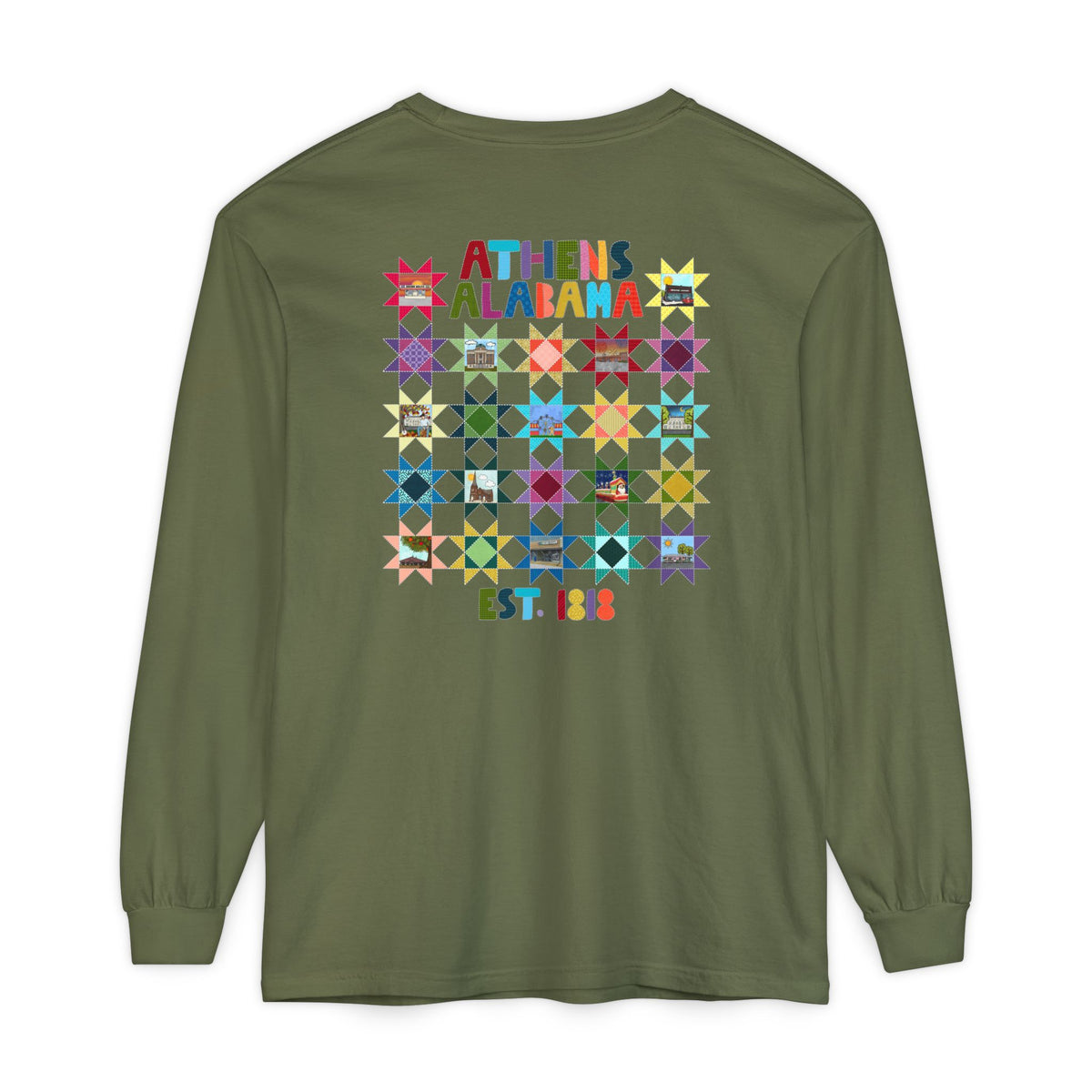Athens, Alabama Quilt-Block Long Sleeve T-Shirt