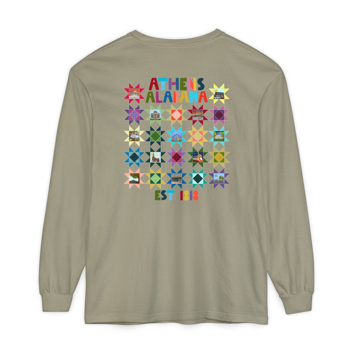 Athens, Alabama Quilt-Block Long Sleeve T-Shirt