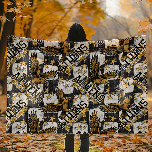 Athens Golden Eagles Checkered Mascot Blanket