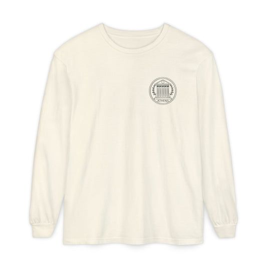 Athens Vintage Stamp Local Landmark Graphic Long Sleeve Shirt