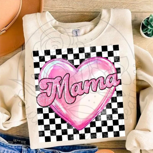 Mama Checkerboard Heart Shirt