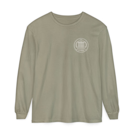 Athens Vintage Stamp Local Landmark Graphic Long Sleeve Shirt