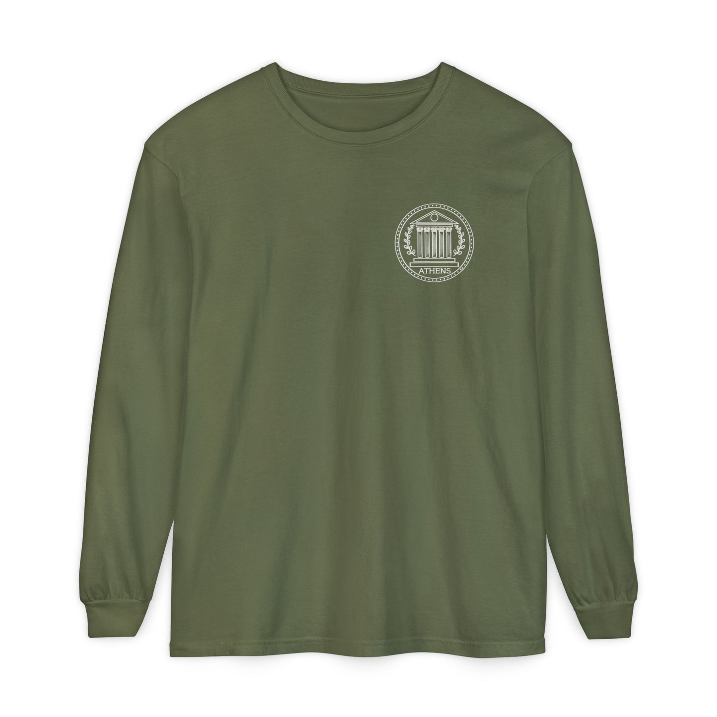Athens Vintage Stamp Local Landmark Graphic Long Sleeve Shirt