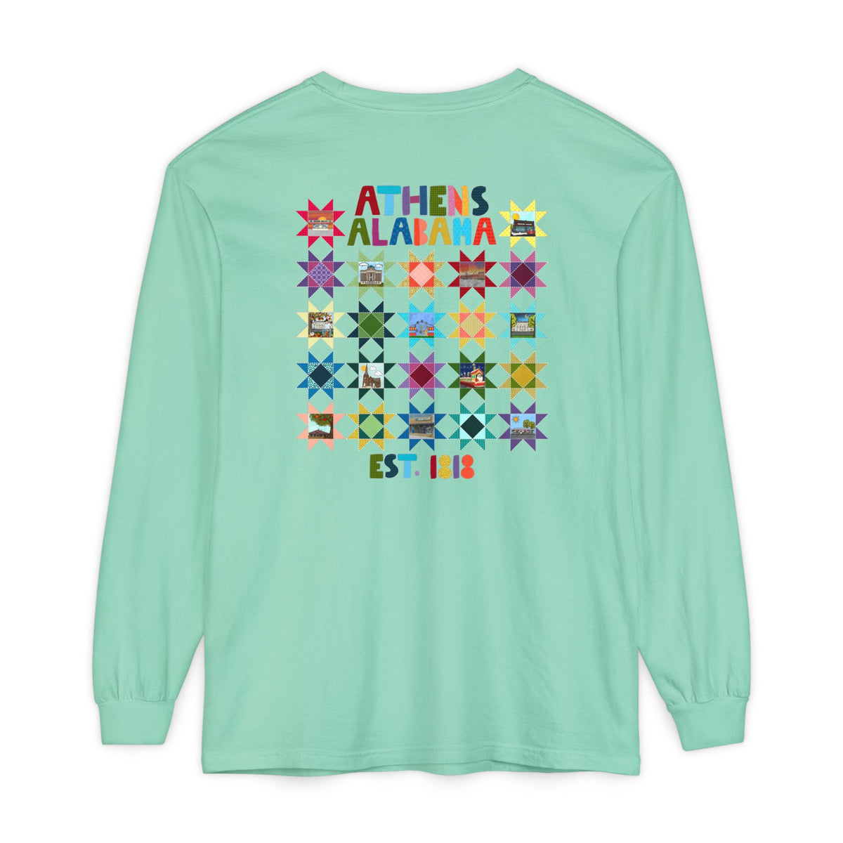 Athens, Alabama Quilt-Block Long Sleeve T-Shirt
