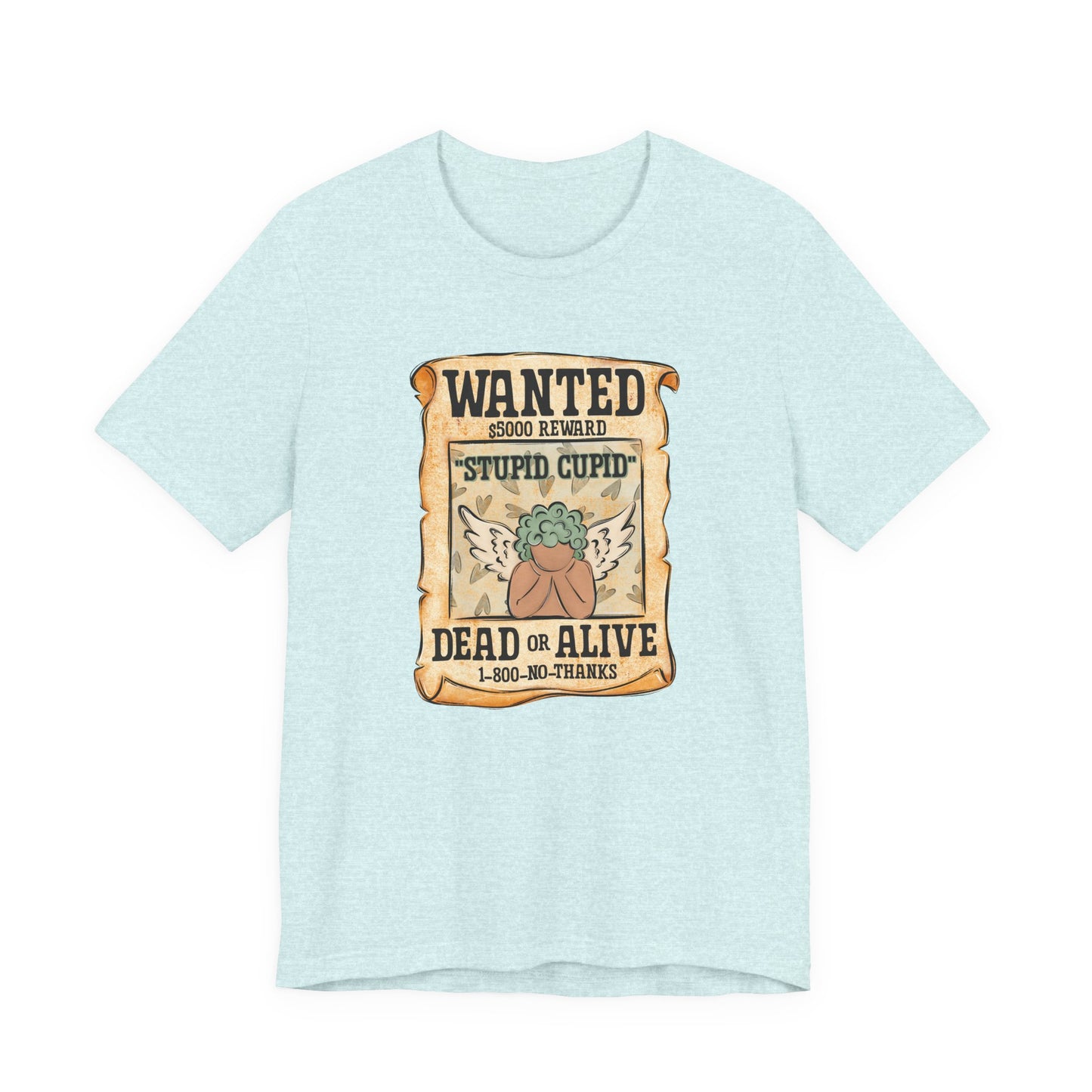 Blue Stupid Cupid Wanted Valentine's Day Tee