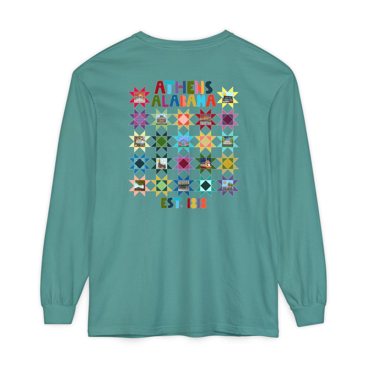 Athens, Alabama Quilt-Block Long Sleeve T-Shirt