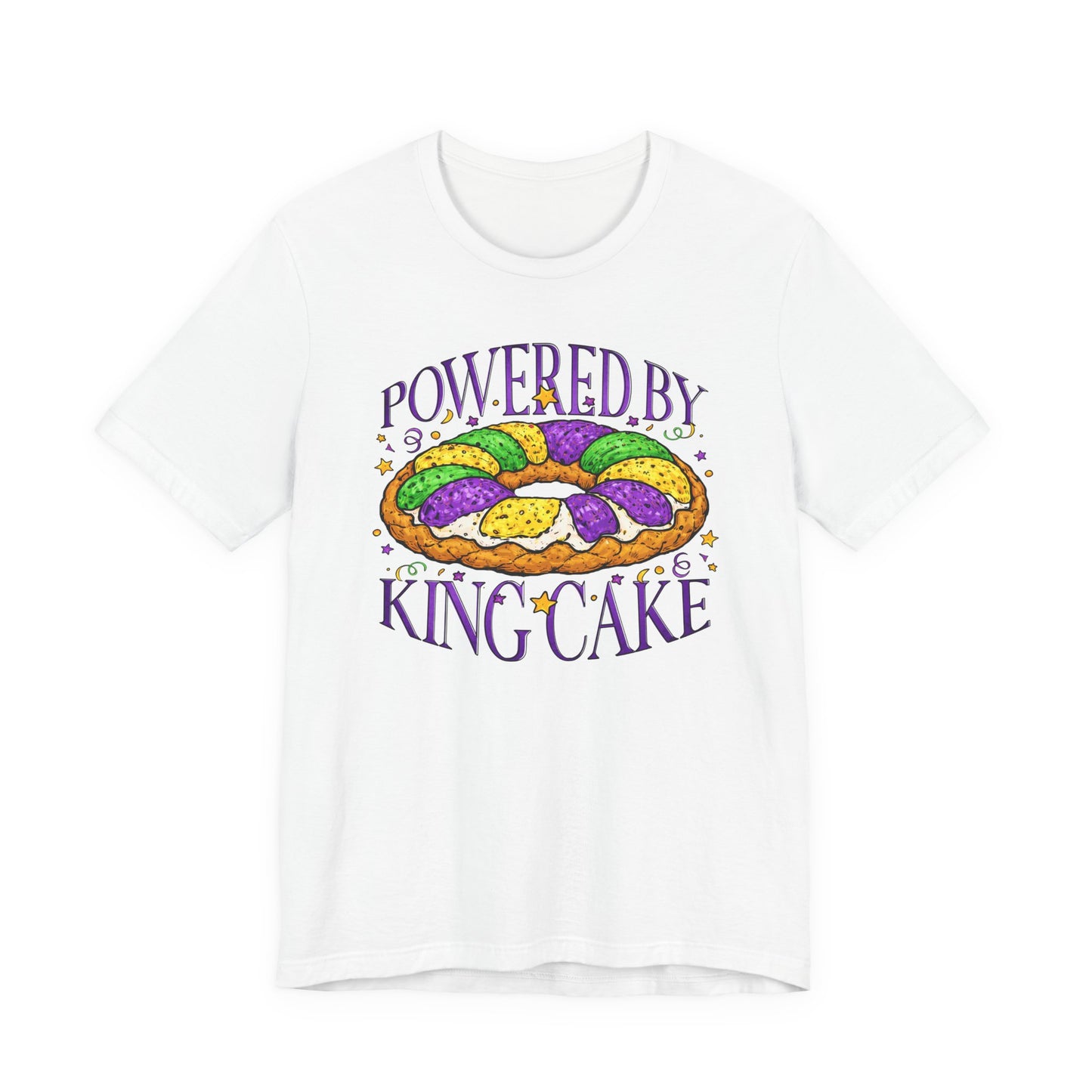Powered By King Cake Mardi Gras Tee
