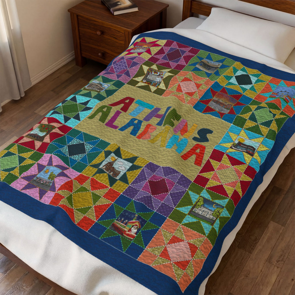 Athens, AL Colorful Patchwork Quilt Style Blanket 50x60