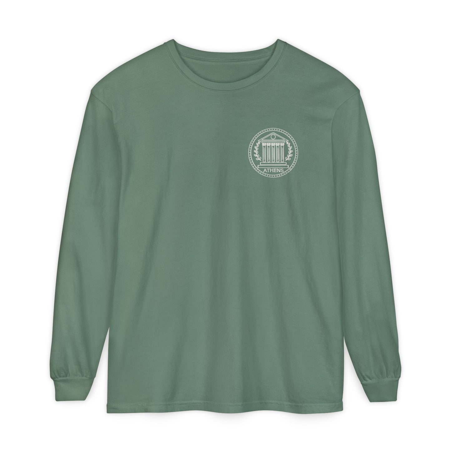 Athens Vintage Stamp Local Landmark Graphic Long Sleeve Shirt
