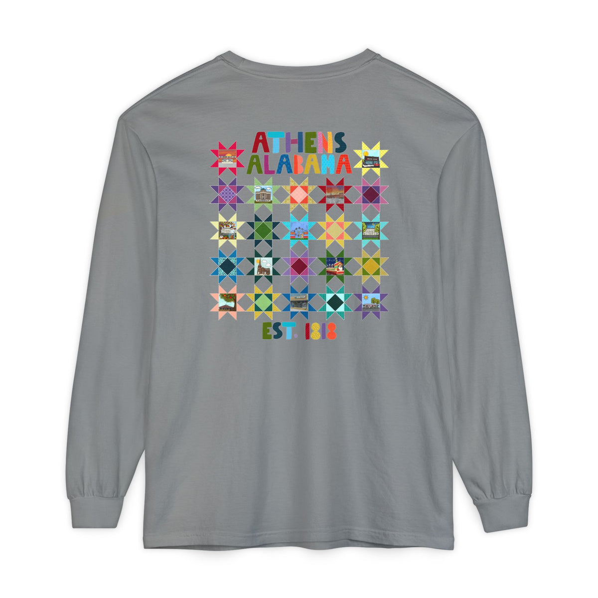Athens, Alabama Quilt-Block Long Sleeve T-Shirt