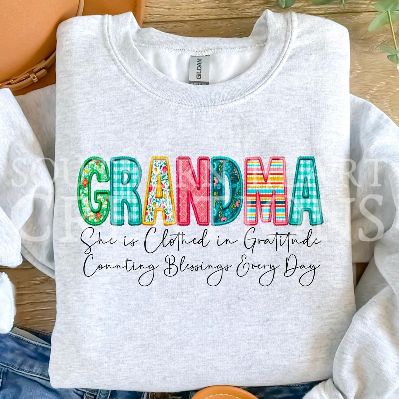 She is Clothed in Gratitude Faux Embroidery Shirt