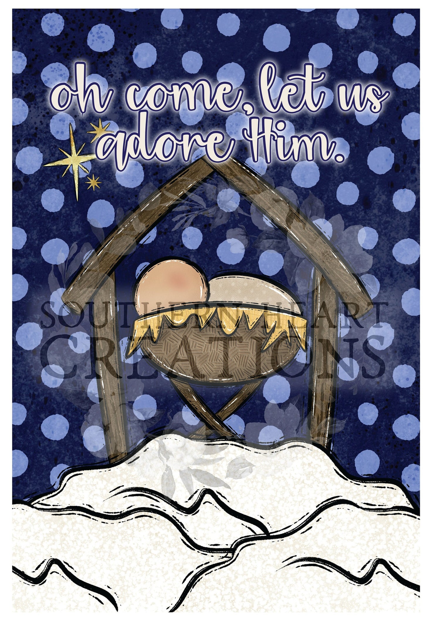 Let Us Adore Him Garden Flag PNG Digital Download