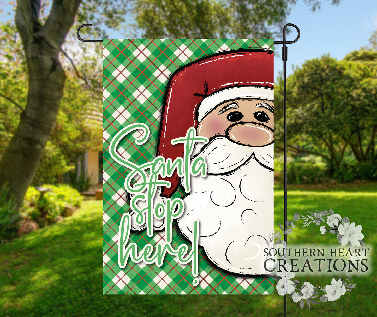 Santa Stop Here Garden Flag PNG Digital Download