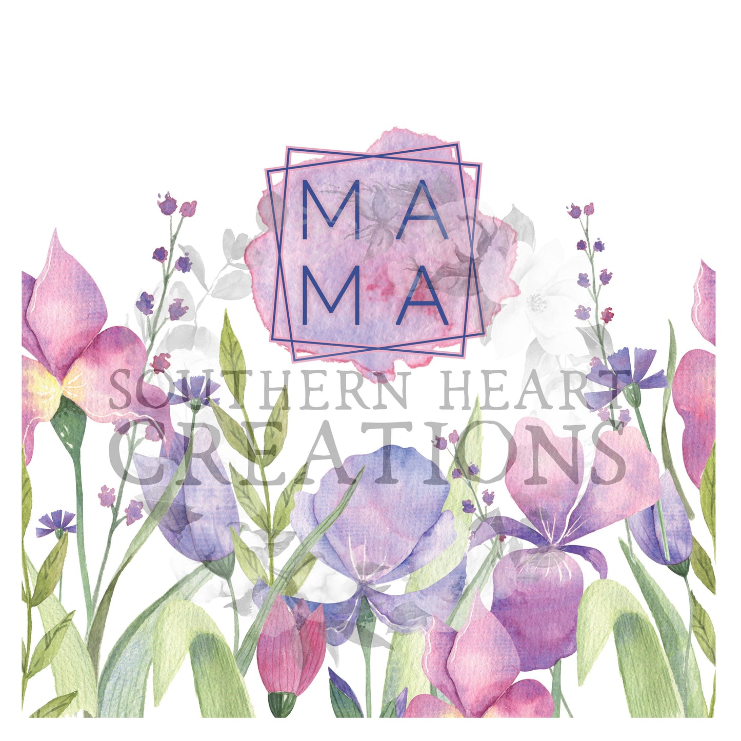 Watercolor Floral Mama Tumbler Wrap PNG Digital Download