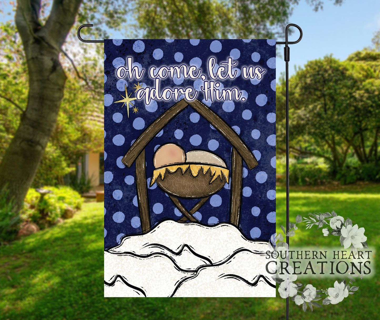 Let Us Adore Him Garden Flag PNG Digital Download