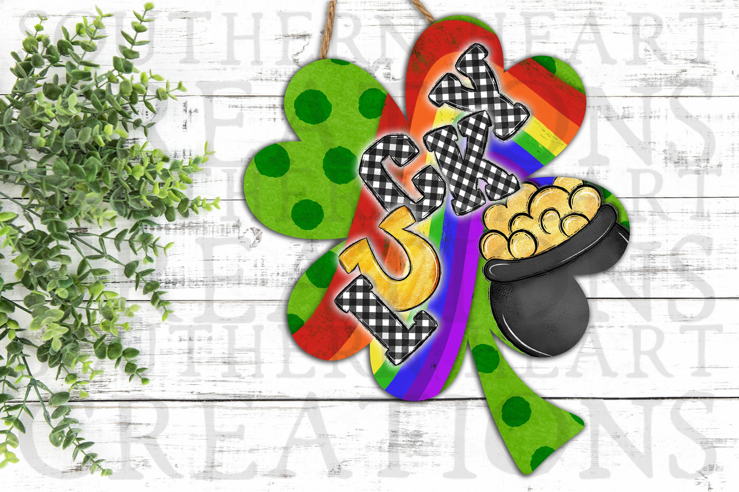 Rainbow Shamrock PNG Digital File