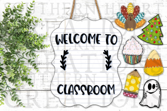 Seasonal Classroom Door Hanger Bundle PNG Digital File