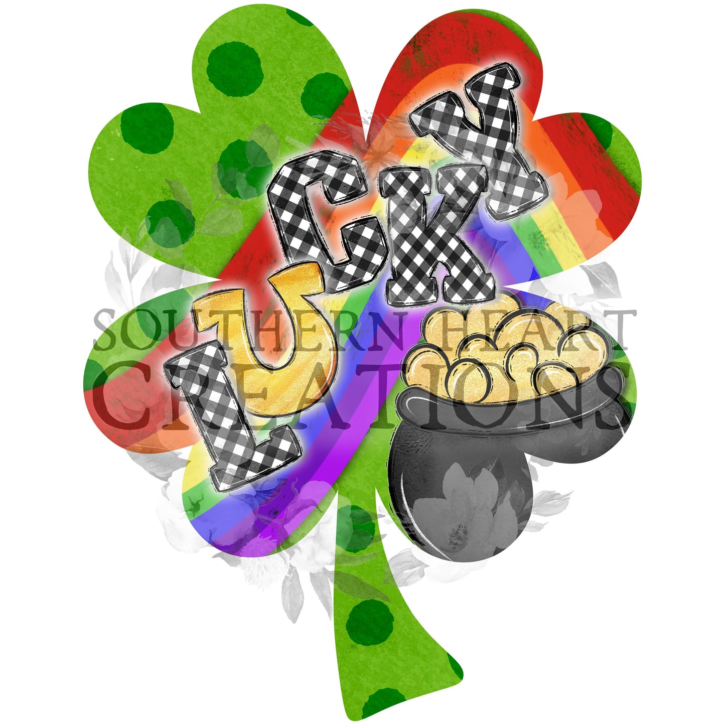 Rainbow Shamrock PNG Digital File