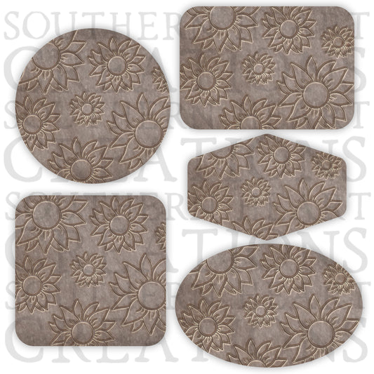 Leather Sunflower Patch Bundle PNG Digital Download