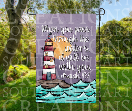 Lighthouse Bible Verse Garden Flag PNG Digital Download