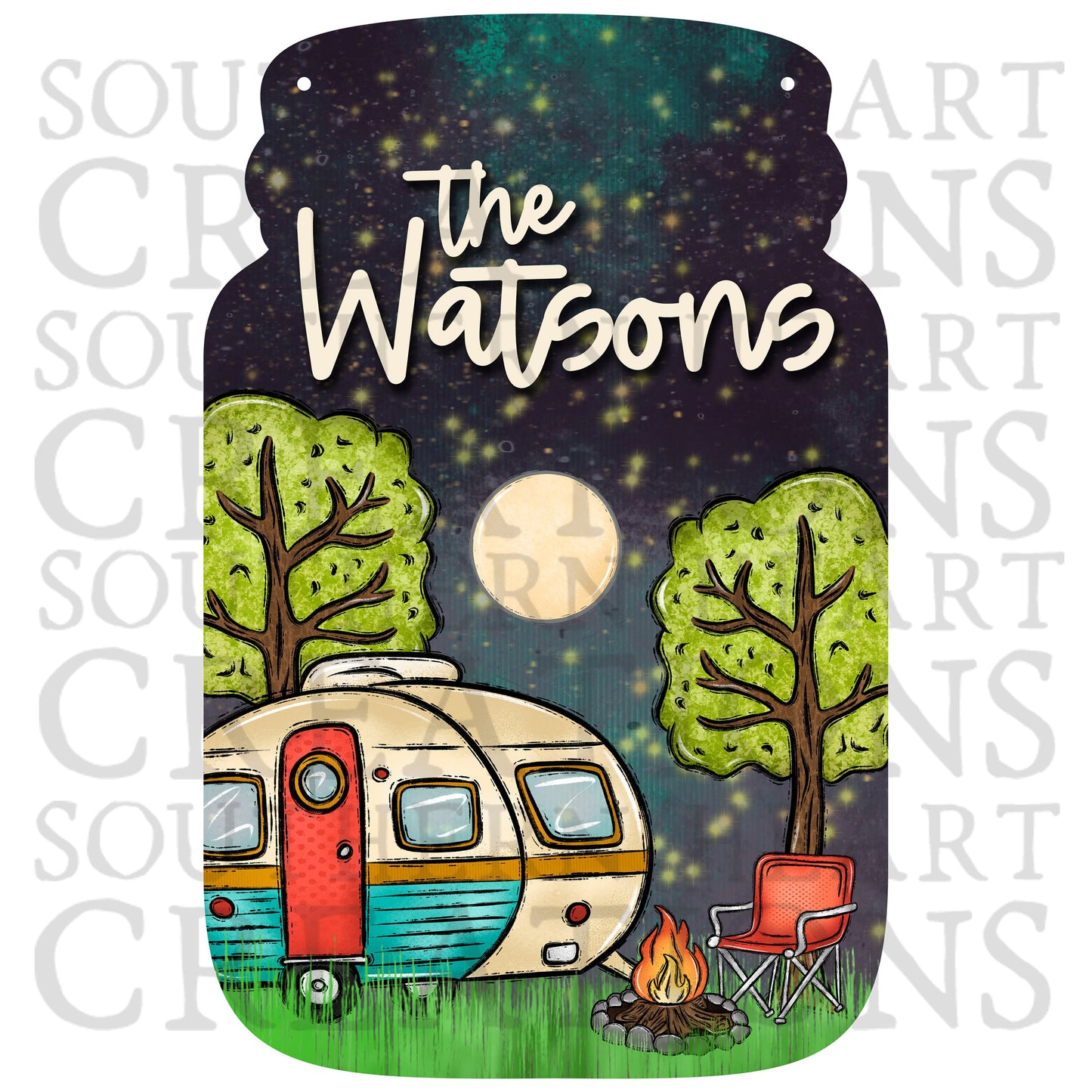 Mason Jar Door Hanger Camper PNG Digital File