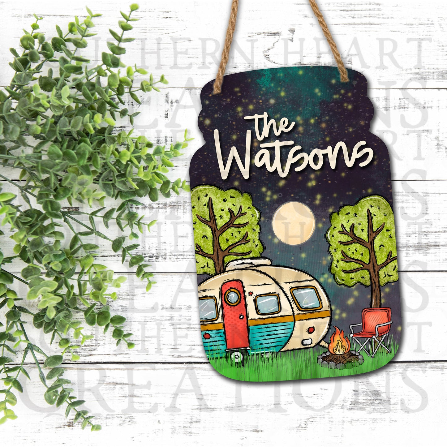 Mason Jar Door Hanger Camper PNG Digital File