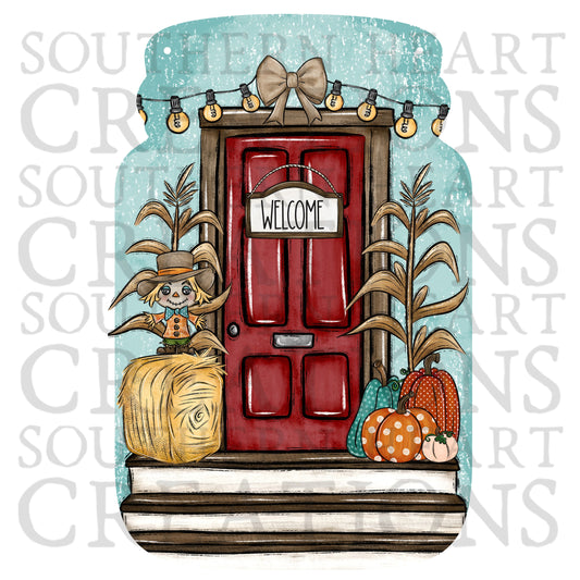 Mason Jar Door Hanger Fall PNG Digital File