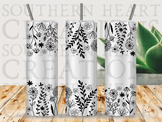 Floral Birth Month Border Tumbler Wrap PNG Digital Download