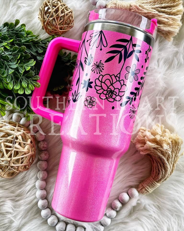 Floral Birth Month Border Tumbler Wrap PNG Digital Download