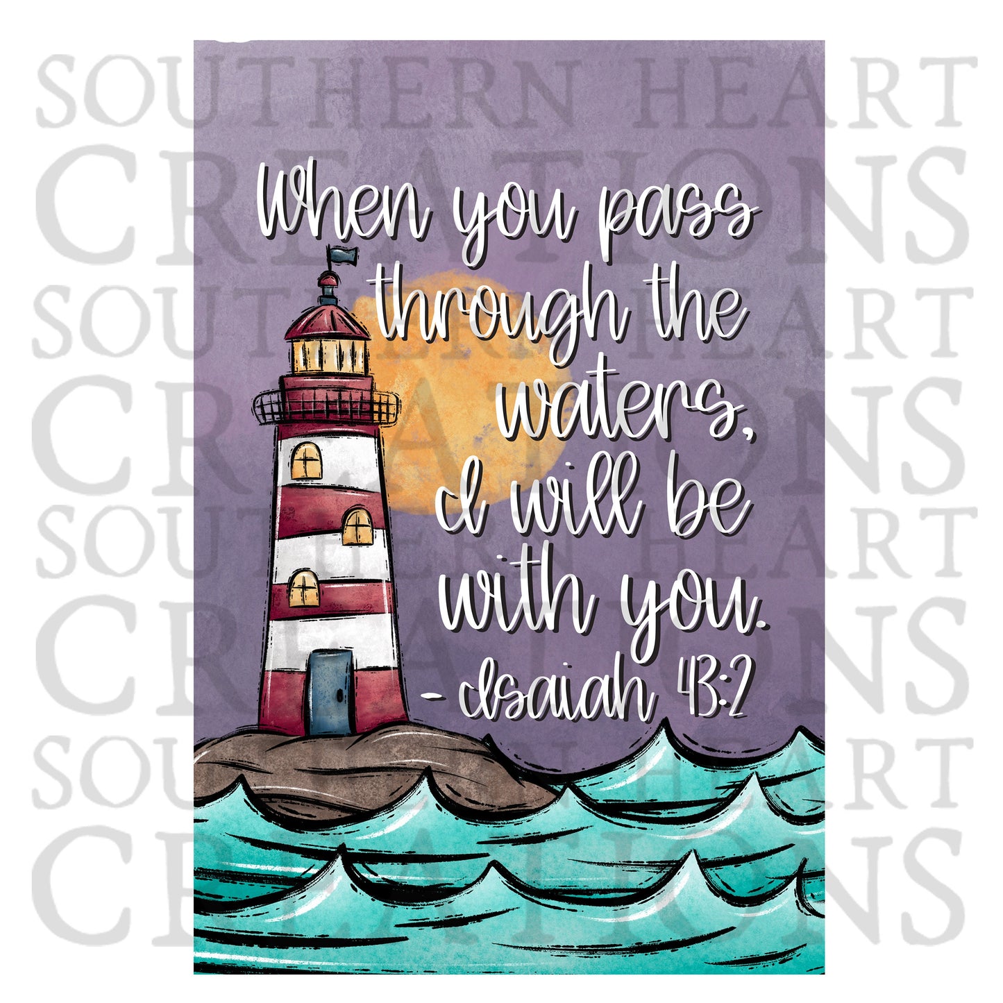 Lighthouse Bible Verse Garden Flag PNG Digital Download