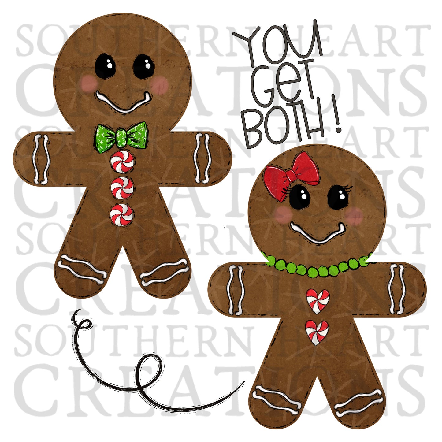 Gingerbread People Ornaments PNG Digital File