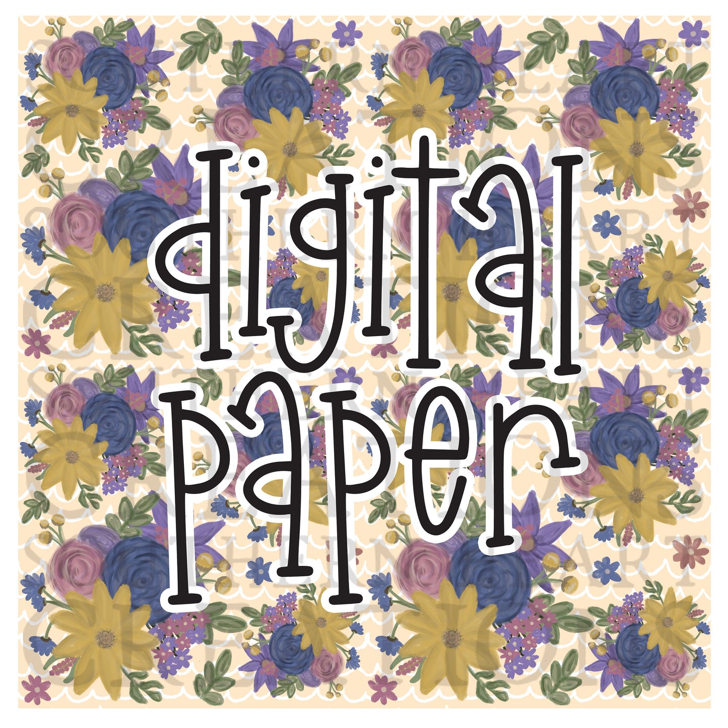 Seamless Purple Floral Digital Paper PNG Digital Download