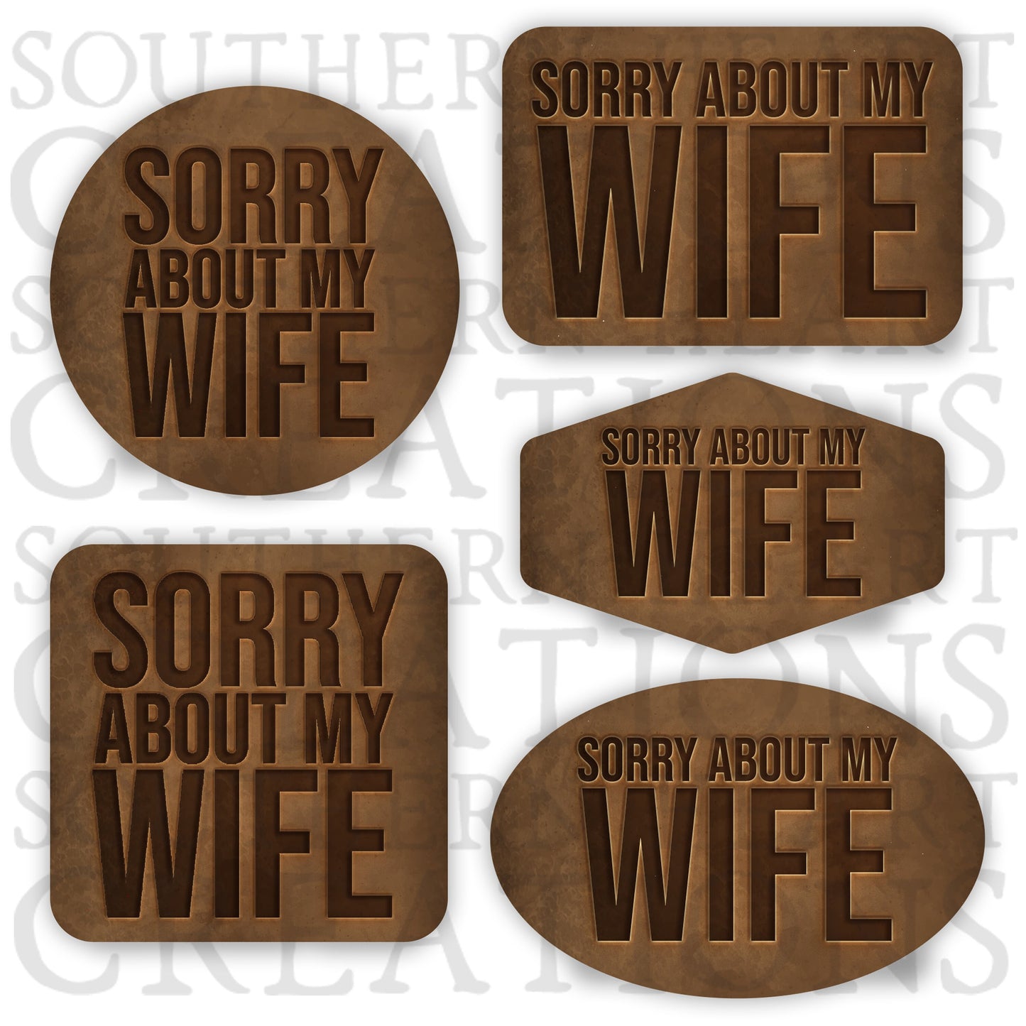 Sorry About My Wife Leather Patch Bundle PNG Digital Download