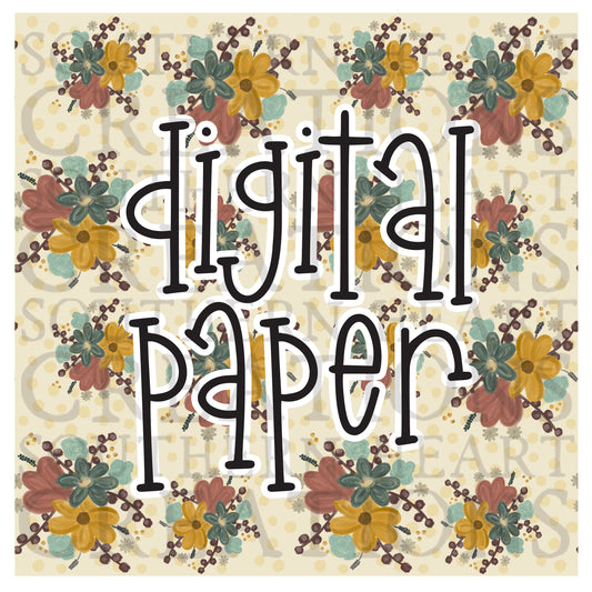 Seamless Yellow Floral Digital Paper PNG Digital Download