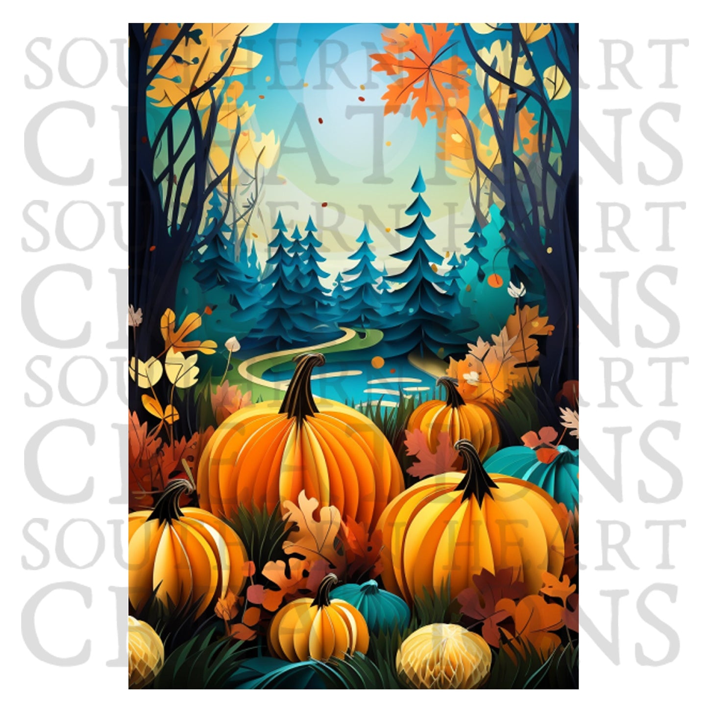 Fall Pumpkins Garden Flag PNG Digital Download