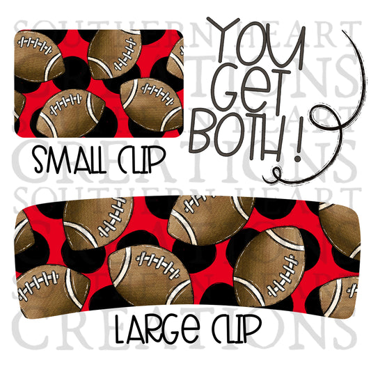 Red and Black Football Claw Clip Attachment Bundle PNG Digital Download