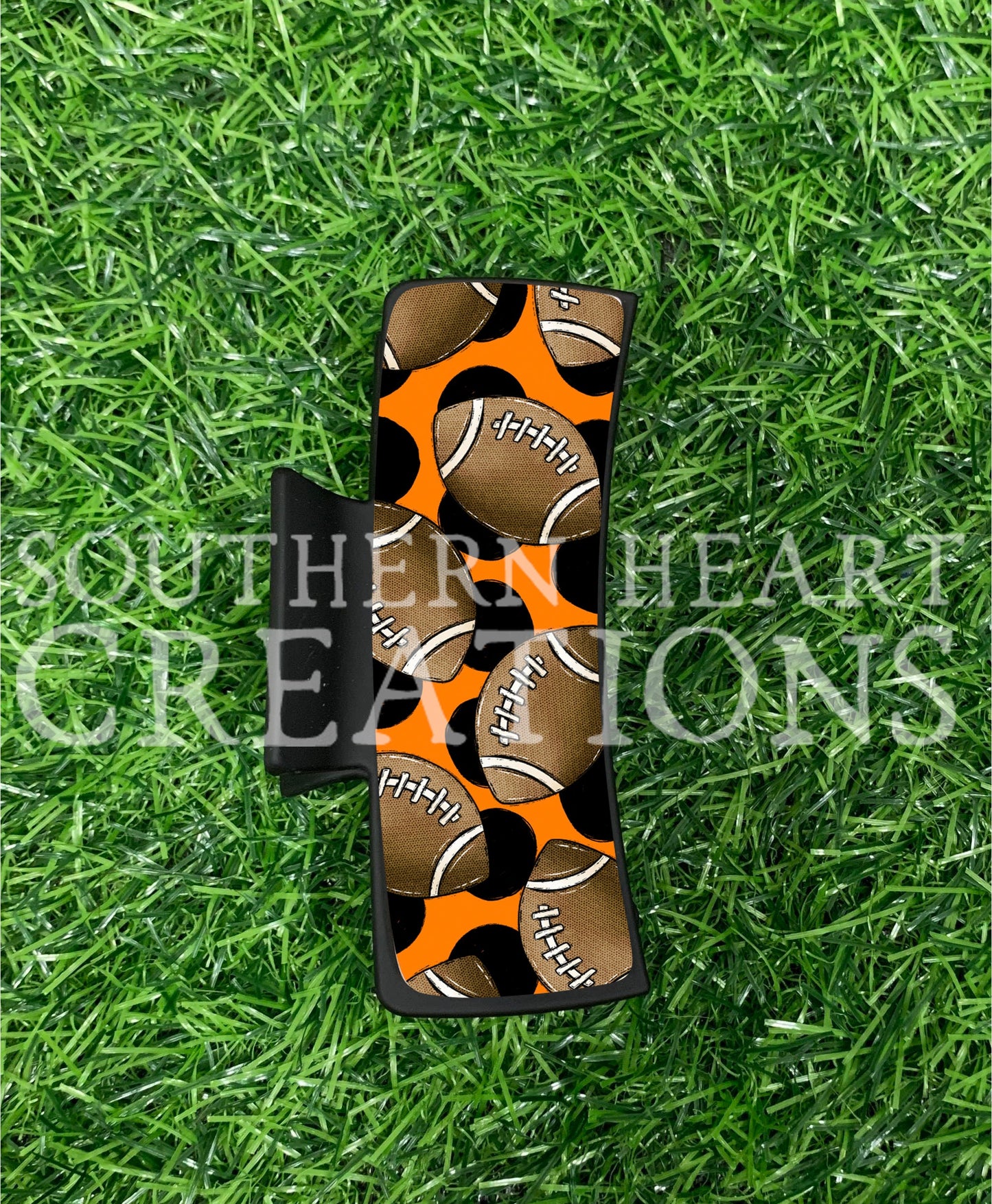 Orange and Black Soccer Claw Clip Attachment Bundle PNG Digital Download