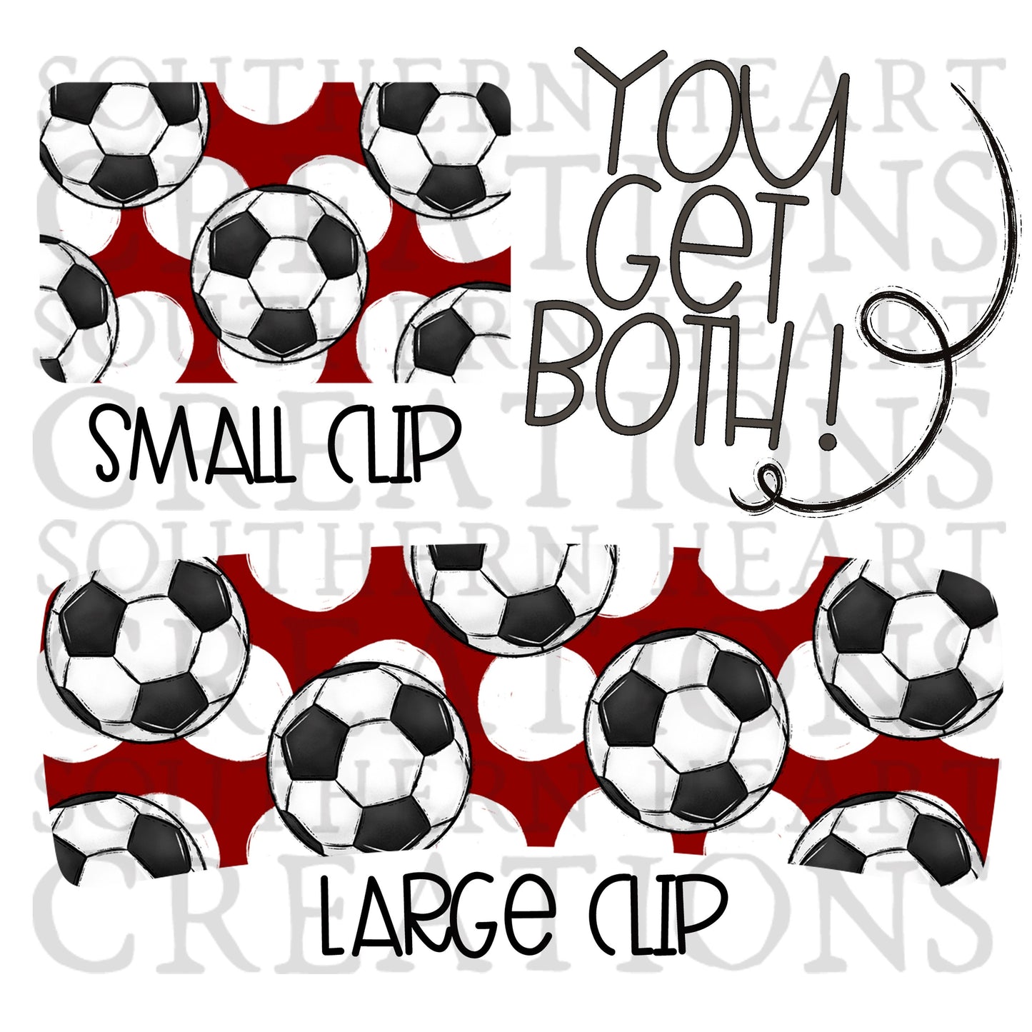 Maroon and White Soccer Claw Clip Attachment Bundle PNG Digital Download