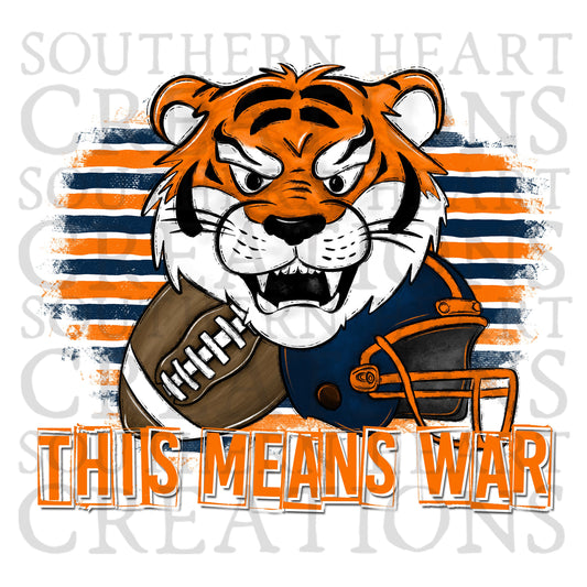 This Means War Tiger Football PNG Digital Download