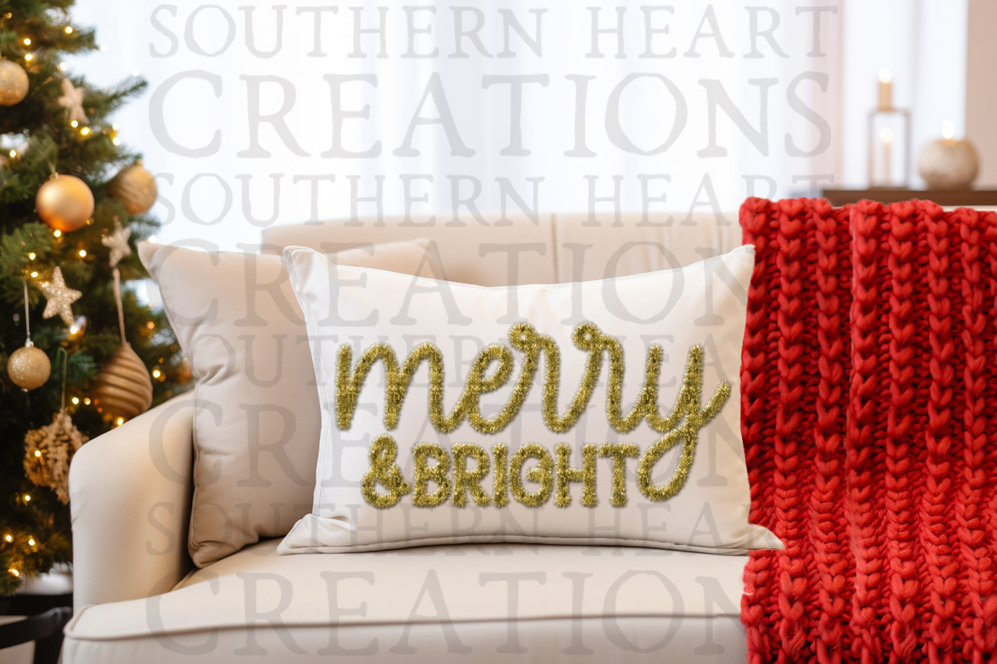 Faux Tinsel Merry and Bright Christmas Bundle PNG Digital Download