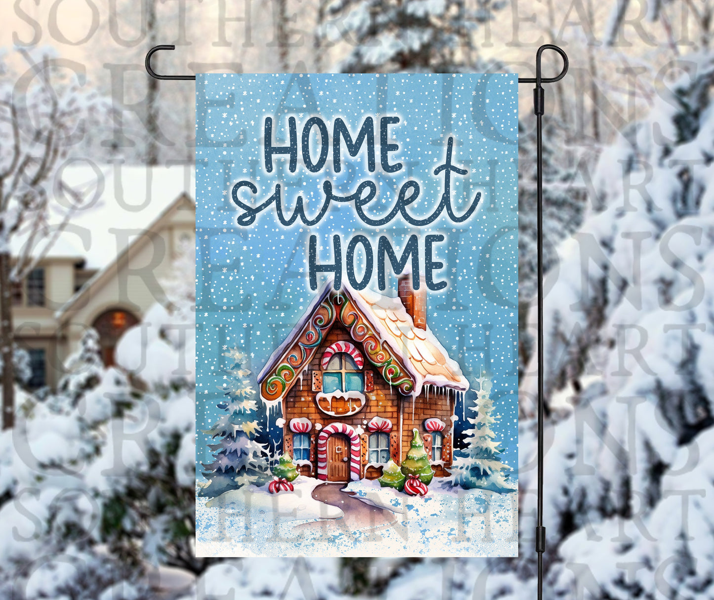 Christmas Gingerbread House Garden Flag PNG Digital Download